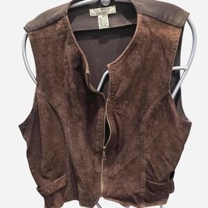 Women's retro brown suede vest by innovation sport size 16 (xl3)